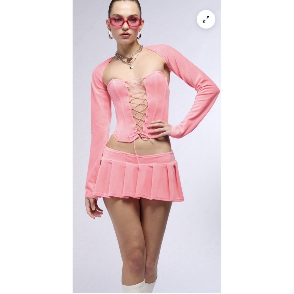 Akira Fashion Iconic Pink Velvet Corset Womens Size M Festival NWT